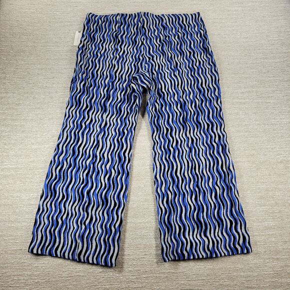 Maeve Anthropologie The Margot Pants XL Blue Wave Motif Knit Pull-On NWT - Picture 11 of 15